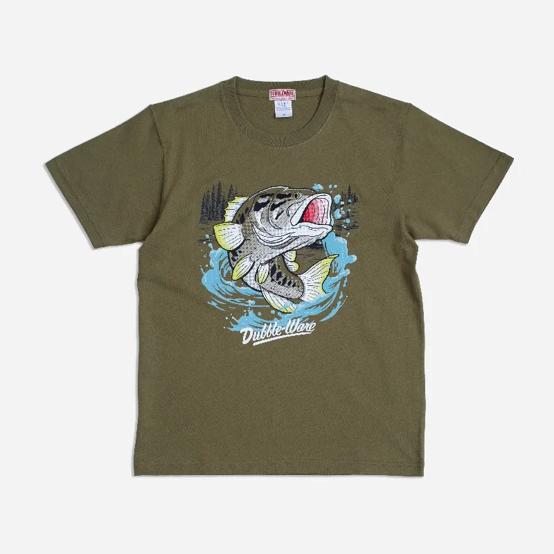 Blowout Deals BASS FISHING T-SHIRT - OLIVE GREEN