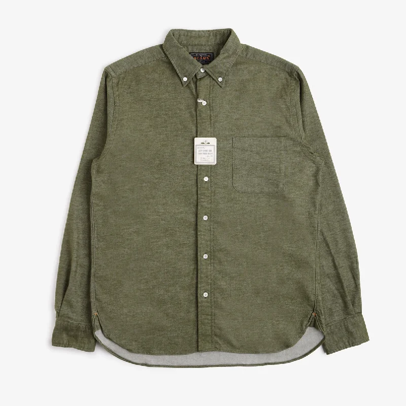 Final Clearance Beams Plus Button Down Solid Flannel Shirt