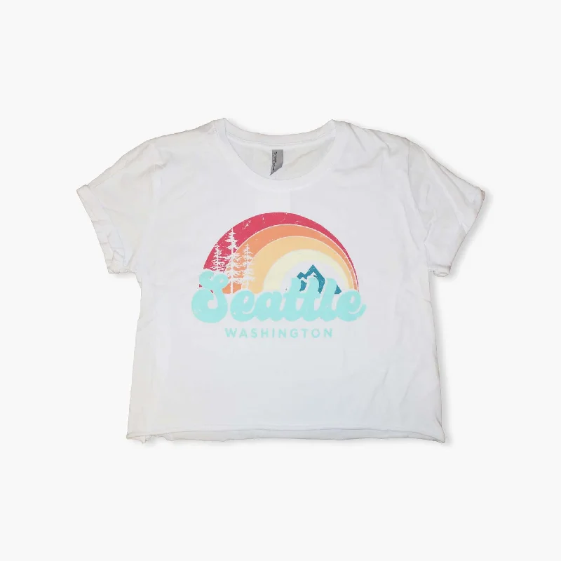 Weekend Bargains to Savor End Of White Seattle Womens Crop T-Shirt