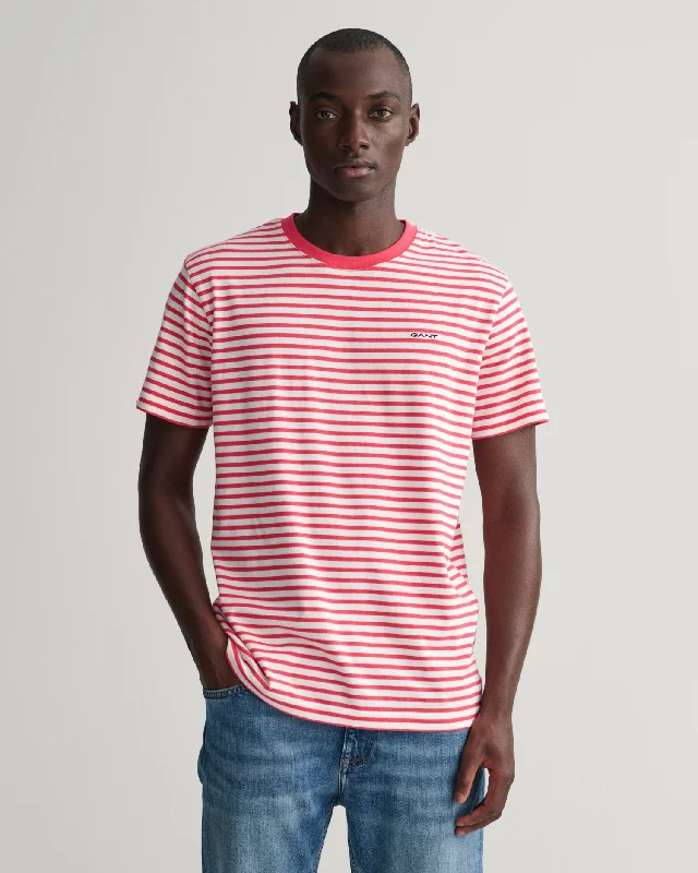 Special Price Gant Striped SS T-Shirt Magenta Pink