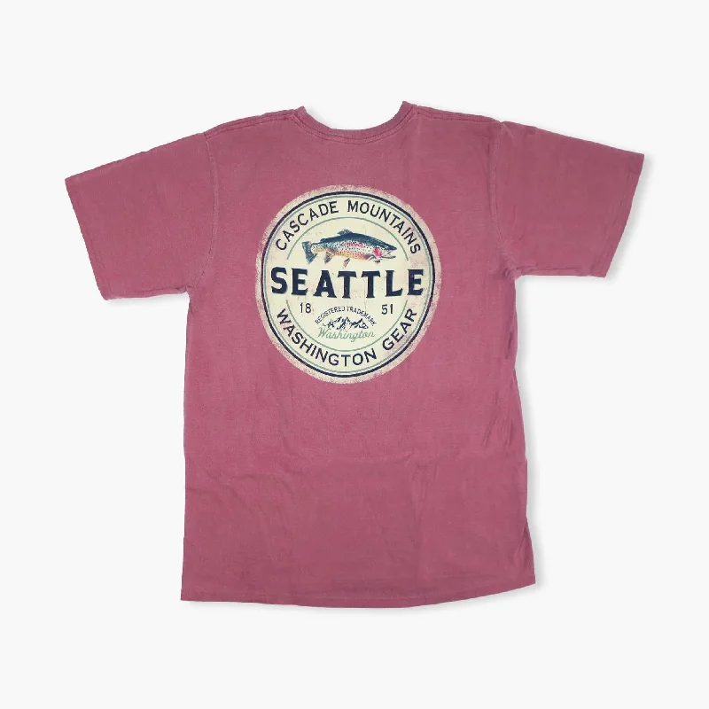 Weekend Shopping Bliss Intone Trout Mountains Maroon T- Shirt