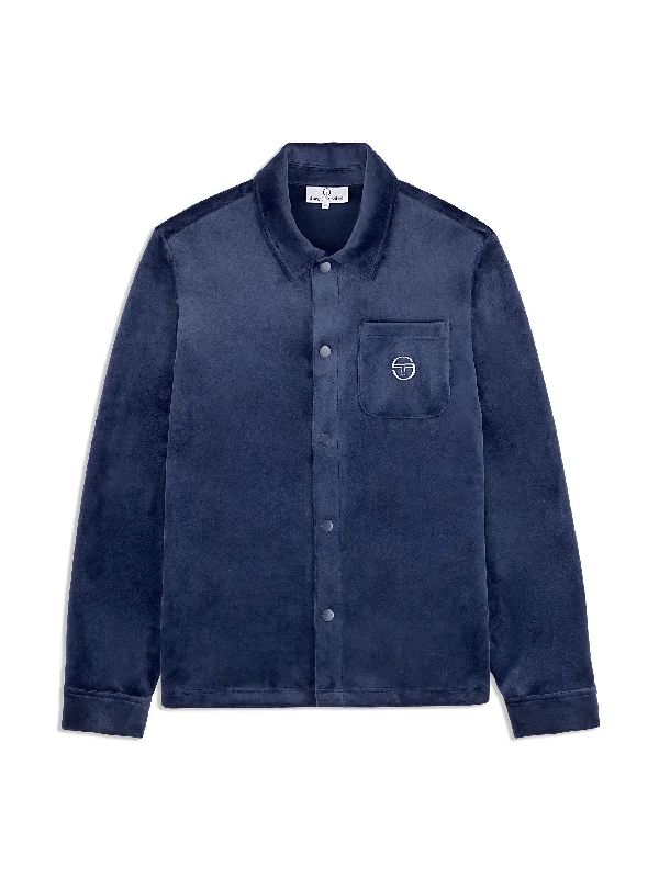 Today's Deal Maglia Velour Overshirt- Maritime Blue