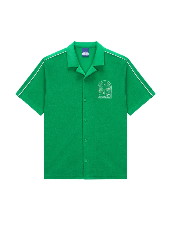 Weekend Savings Extravaganza Monte Carlo Terry Button-Up Cabana Shirt- Green
