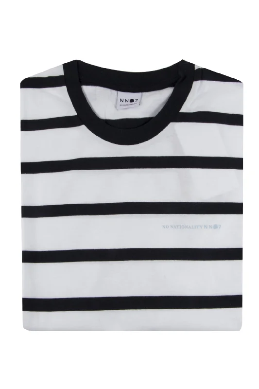 Weekend Discounts You Deserve NN07 Aspen Stripe Tee Blue