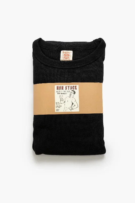 Weekend Offers That Tempt Non Stock MFG - Thermal Waffle Long Sleeve - Black