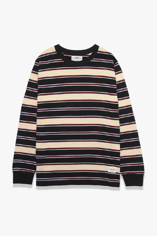 Super Deal Okonkwo MFG - Long Sleeve Striped Tee - Black/Tan