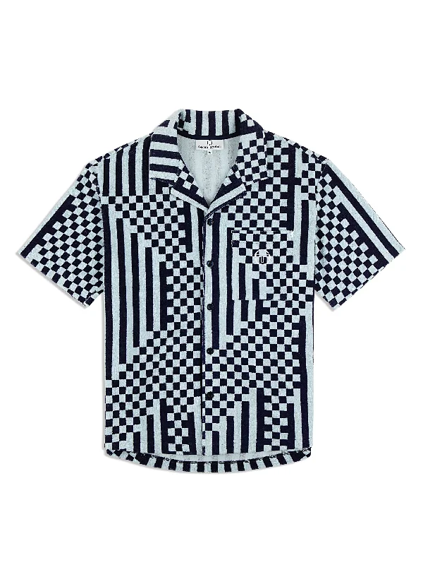 Weekend Specials You Can't Miss Piastrella Terry Cabana Shirt- Maritime Blue