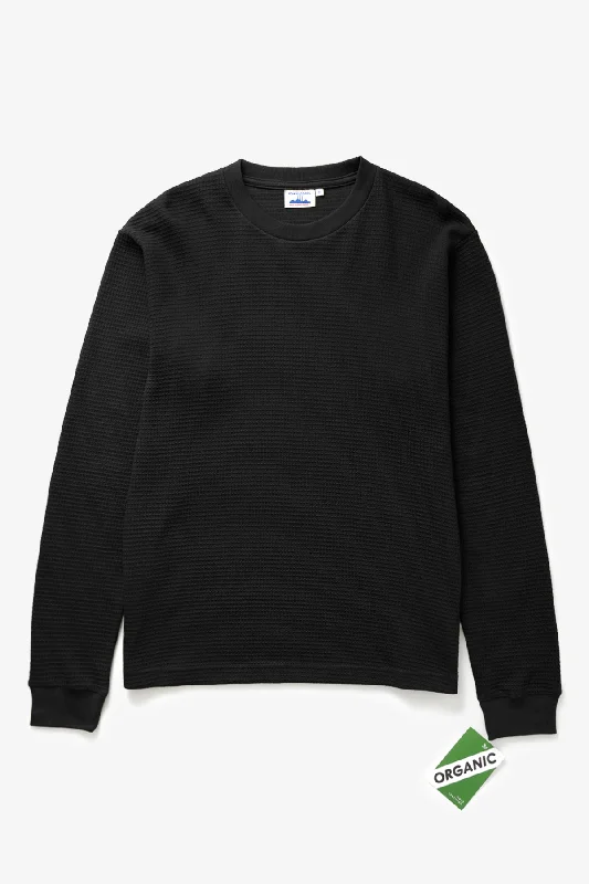 Mega Discount Power Goods - Thermal Waffle Long Sleeve Tee - Black