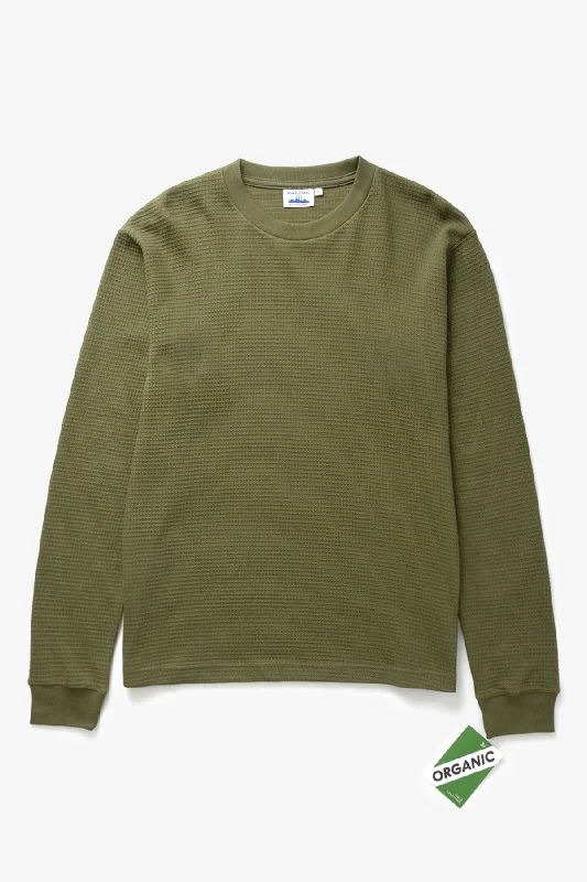 Major Deal Power Goods - Thermal Waffle Long Sleeve Tee - Olive