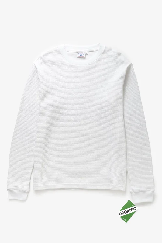 Half Price Power Goods - Thermal Waffle Long Sleeve Tee - White