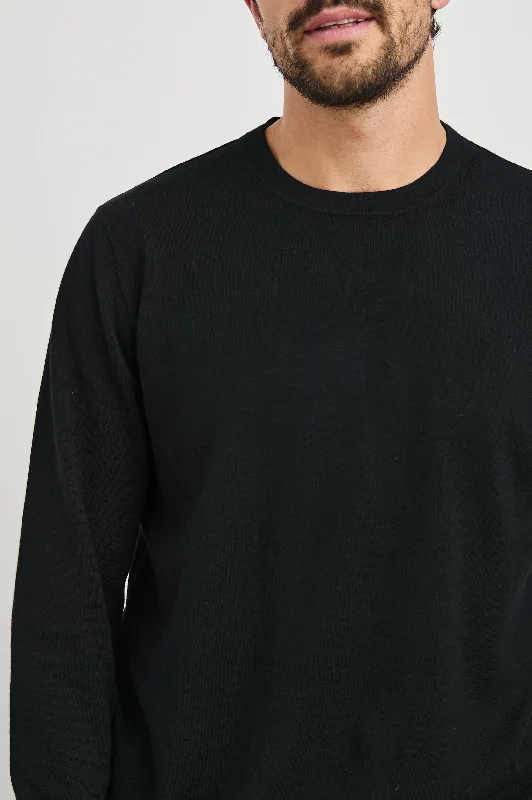 Weekend Offers That Shine QUENTIN COTTON CASHMERE LONG SLEEVE TEE - BLACK