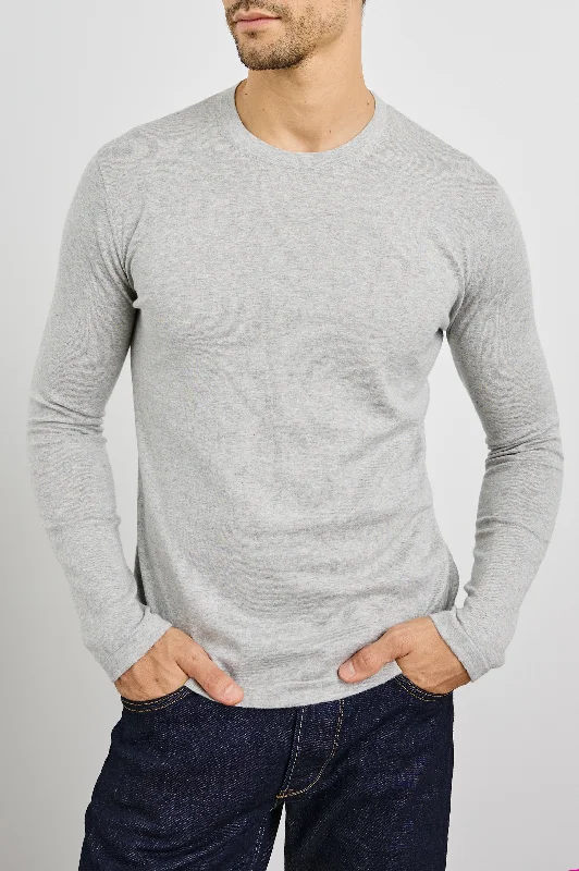 Weekend Deals That Sparkle QUENTIN COTTON CASHMERE LONG SLEEVE TEE - HEATHER GREY