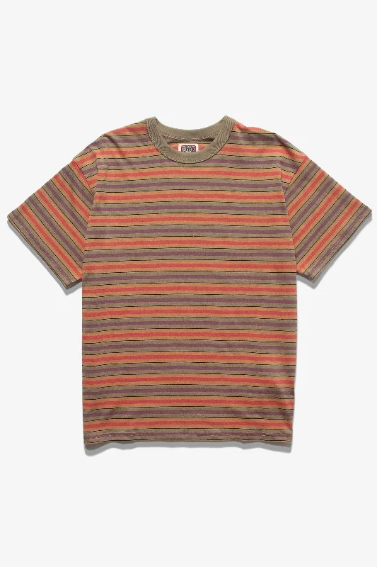 Year-End Sale Red Ruggison - 90's Striped T-Shirt - Moss/Yellow