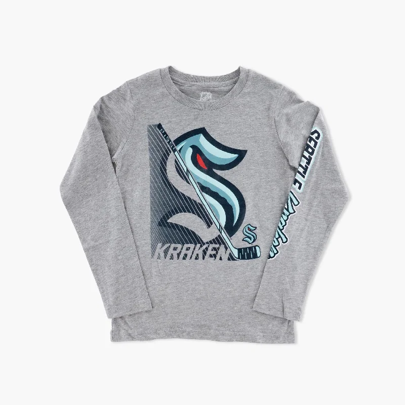 The Best Prices Seattle Kraken Split Speed Youth Long Sleeve T-Shirt