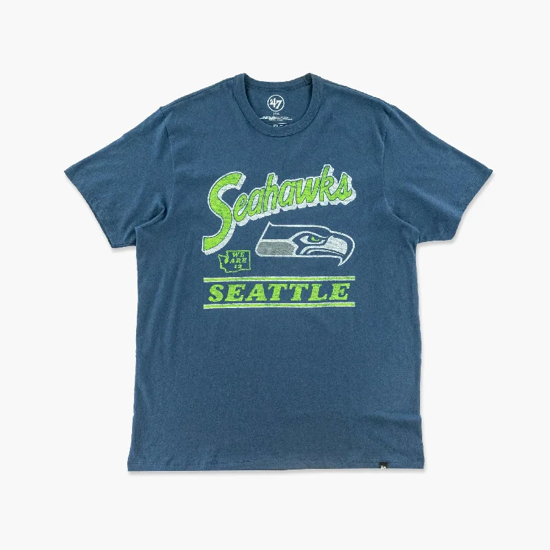Don't Wait Seattle Seahawks Atlas Blue Fly By T-Shirt