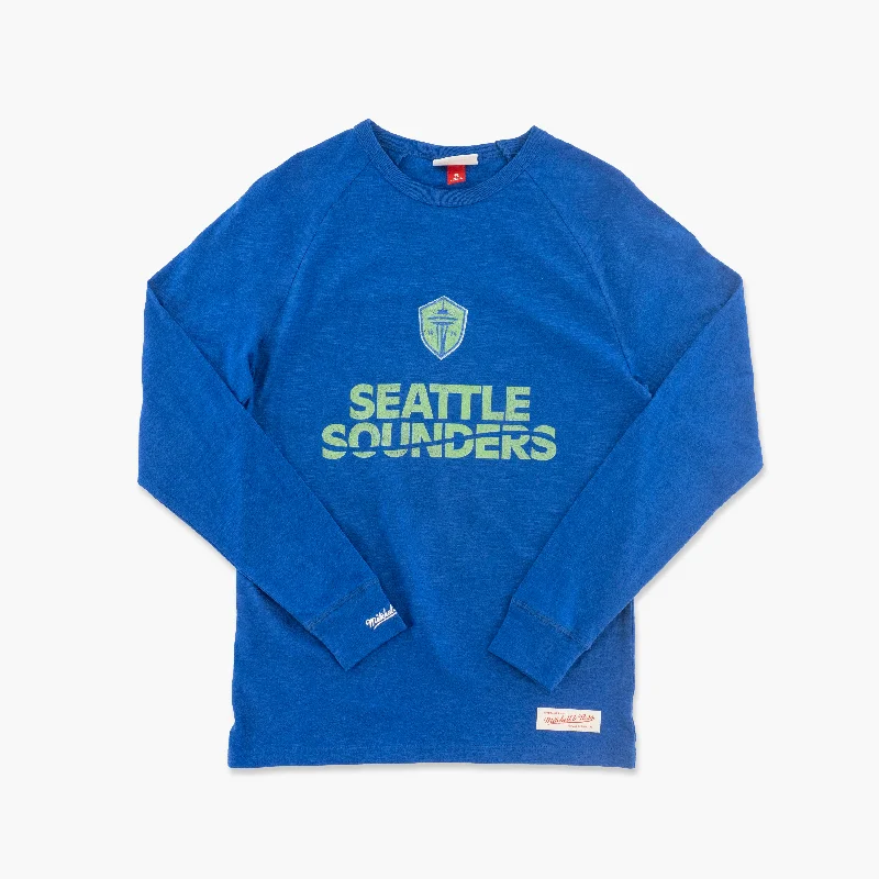 New Arrival Seattle Sounders Blue Starter Slub Long Sleeve T-Shirt