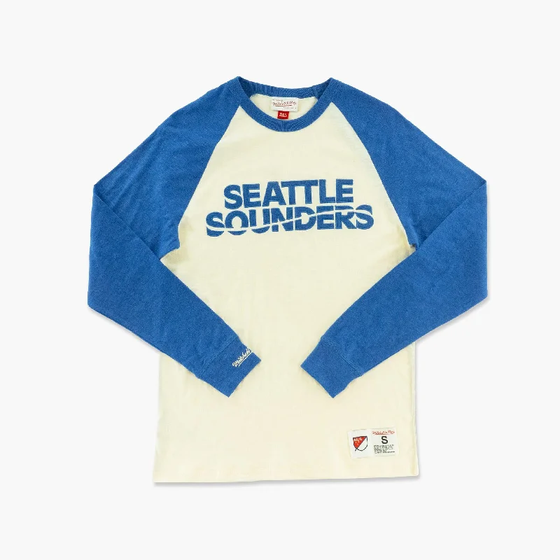 Pay Less Seattle Sounders Cream Wordmark Legendary Slub Long-Sleeve T-Shirt