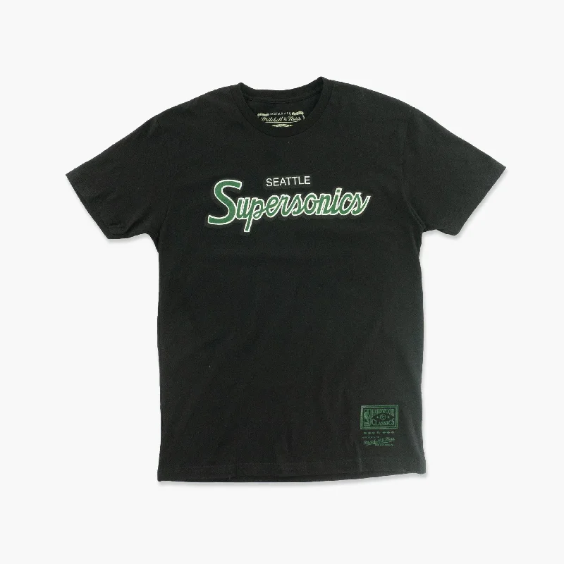 Friends and Family Sale Seattle SuperSonics Black Script T-Shirt