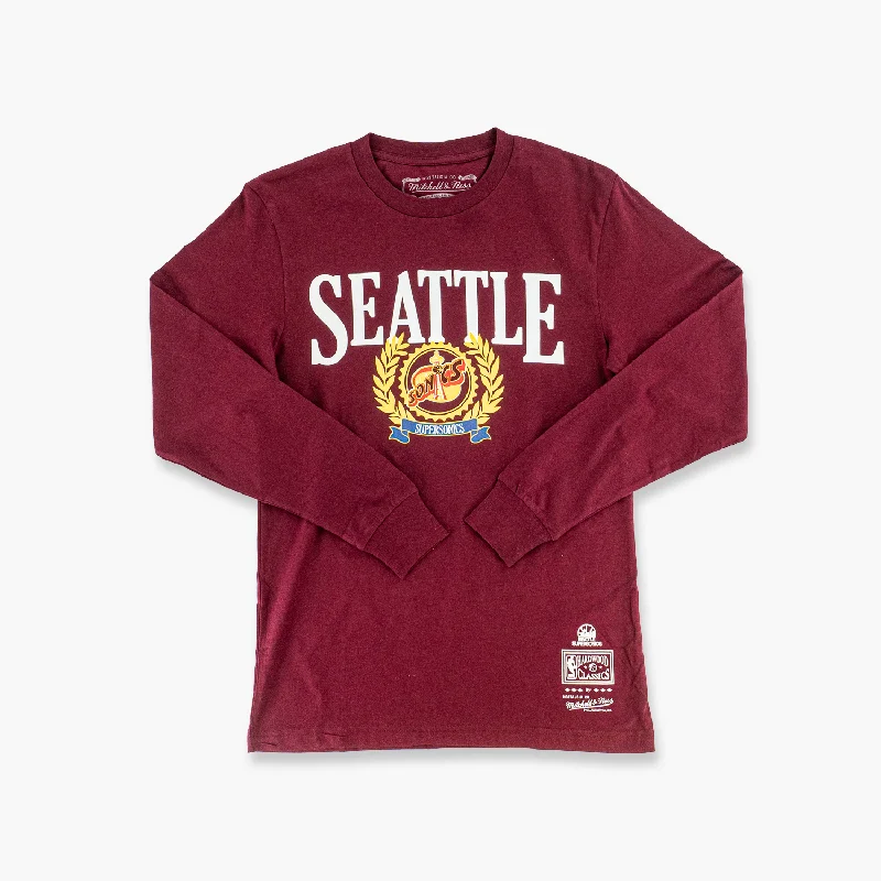 Price Break Seattle SuperSonics Collegiate Crimson Long Sleeve T-Shirt