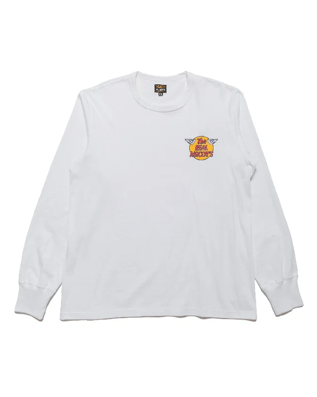 Exclusive Offers The Real McCoy's MC24003 The Real McCoy's Logo Tee L/S White