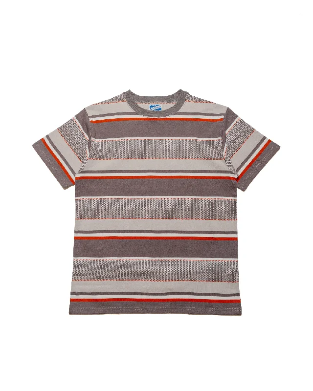 Act Fast The Real McCoy's MC24017 Jacquard Knit Stripe Tee Gray