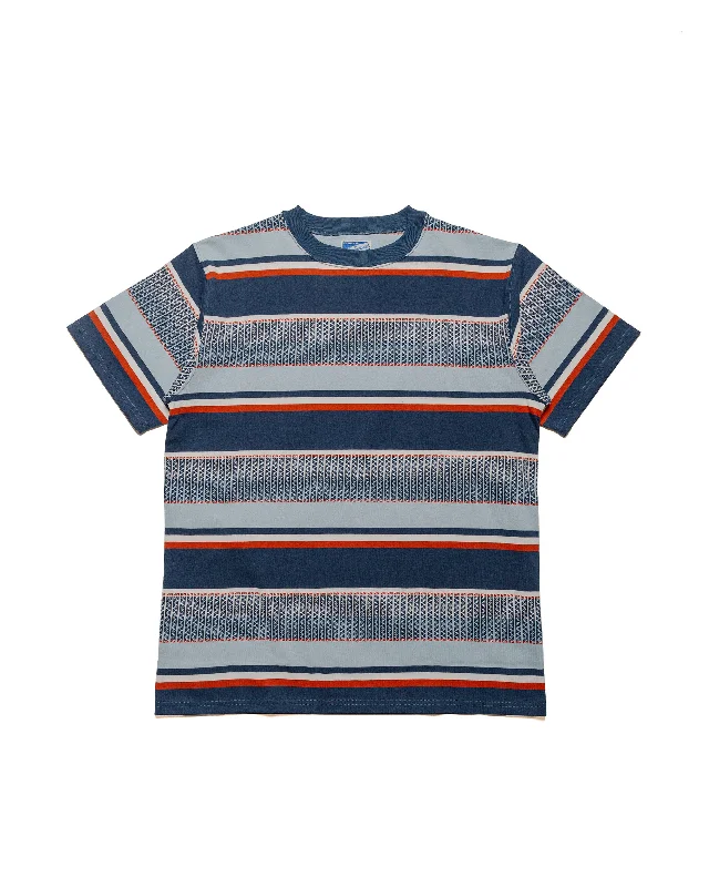 Top Pick The Real McCoy's MC24017 Jacquard Knit Stripe Tee Navy