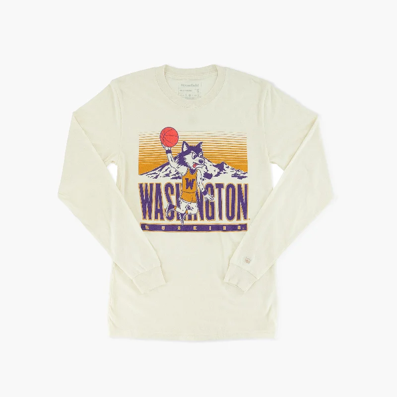 Daily Specials Washington Huskies Dunking Mascot Long Sleeve T-Shirt