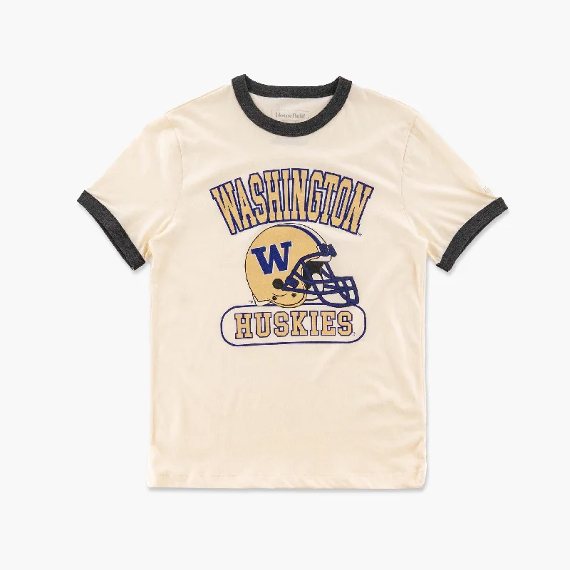 Deal Frenzy Washington Huskies Helmet Cream Ringer T-Shirt