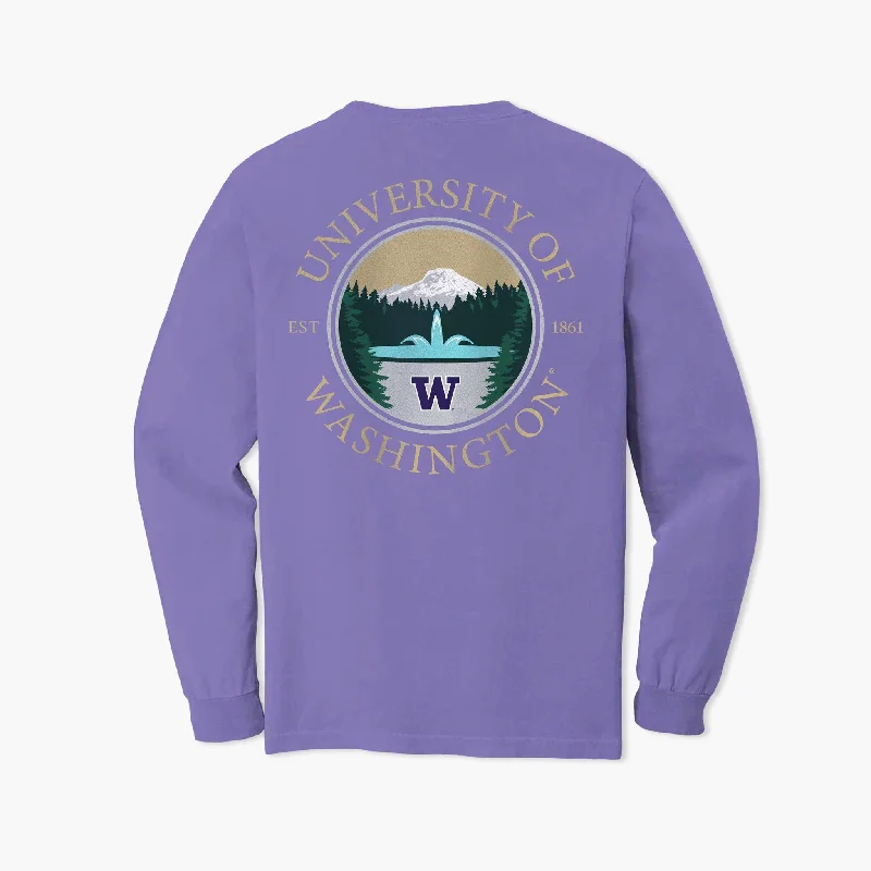 Incredible Offers Washington Huskies Rainier Vista Violet Premium Heavyweight Long Sleeve T-Shirt