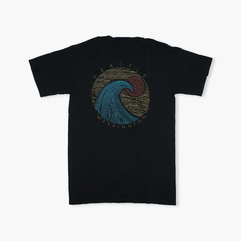 Weekend Wonders Await! Wave Cut Black T-Shirt